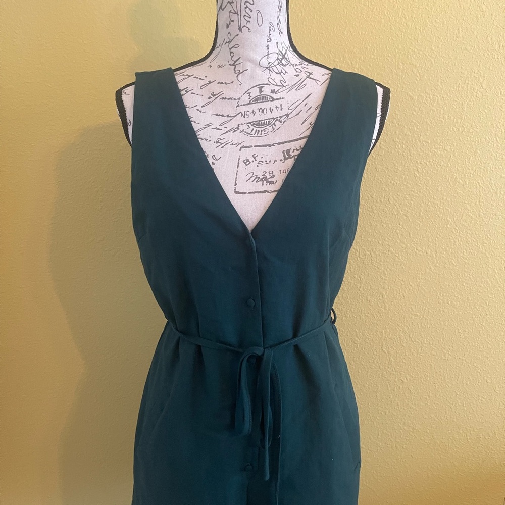 Teal Sleeveless V-Neck Dress